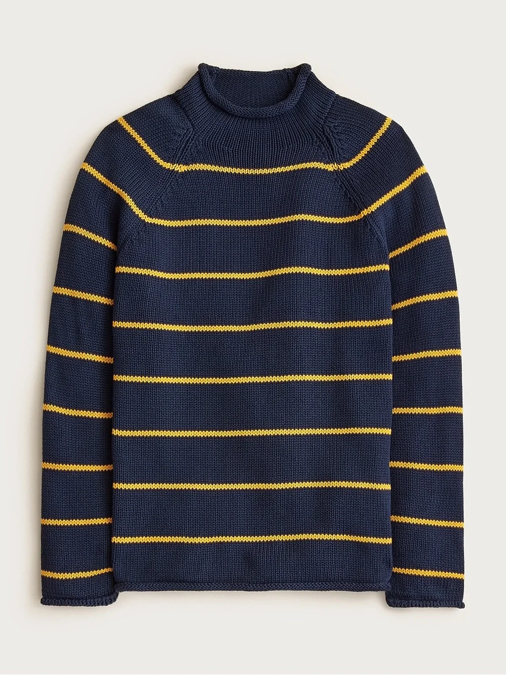 J. CREW 1988 RollneckT™ sweater in Navy Yellow Stripe Size XS NWT $118 CP609